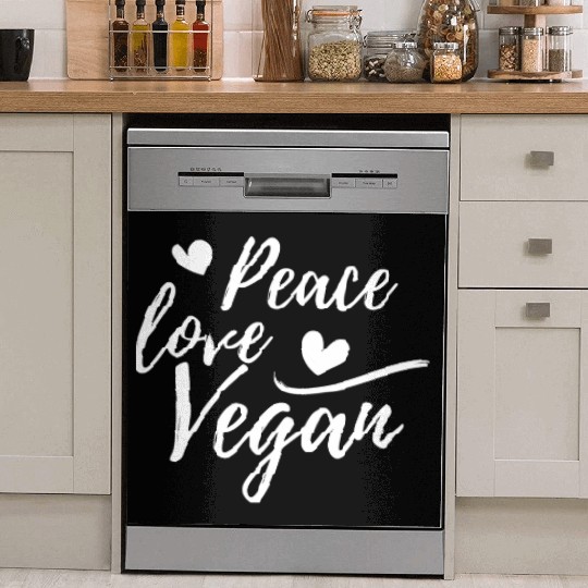 Peace, Love, Vegan with hearts Dish Washer Covers