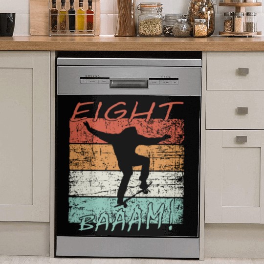 Skateboard 8th birthday skater 8 years gift Dish Washer Covers