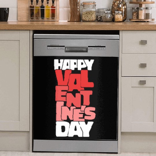 Vintage Happy Valentine's Day February 14 Typograp Dish Washer Covers