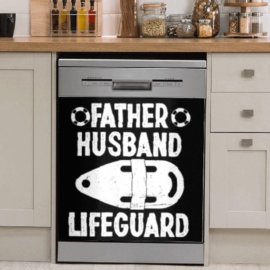 Father husband lifeguard swimming pool guard Dish Washer Covers