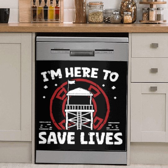 Lifeguard here to save lives swimming pool guard Dish Washer Covers
