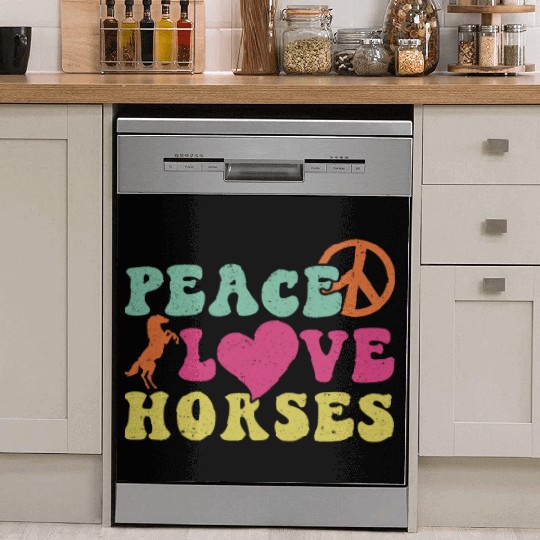 Horse Lover Equestrian Riding Peace Love Horses Dish Washer Covers