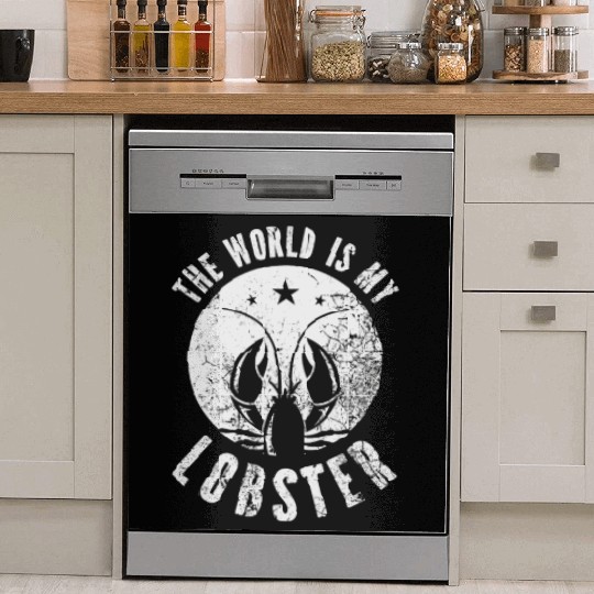The World Is My Lobster Funny Vintage Graphic Dish Washer Covers