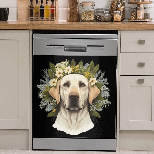 Cute Labrador Retriever Flower Crown Pet Dog Breed Dish Washer Covers