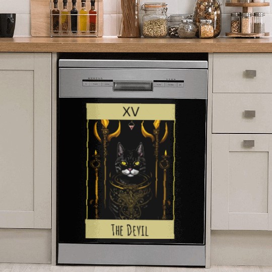 Tarot card the devil cat - readings and astrology Dish Washer Covers