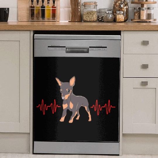 Miniature Pinscher Dog Heartbeat Min Pin Dish Washer Covers