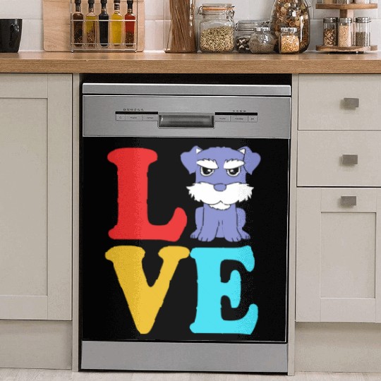 Schnauzer Puppy I love My Miniature Schnauzer Dish Washer Covers
