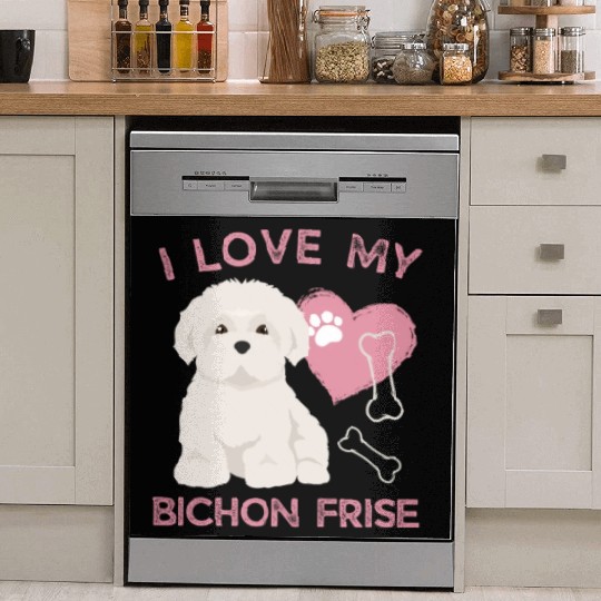 Cute puppy Bichon Frise Valentines Dog lover dogs Dish Washer Covers