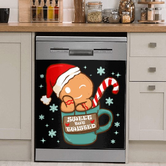 Sweet But Twisted Christmas Candy Cane Gingerbread Dish Washer Covers