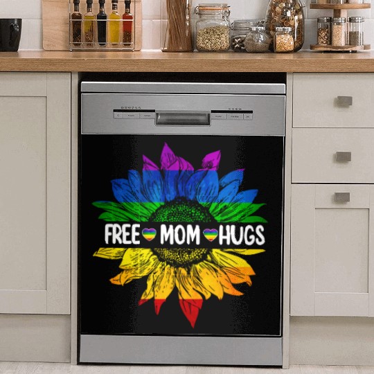 Rainbow Free Mom Hugs Gay Pride Lgbt Daisy Flower Dish Washer Covers