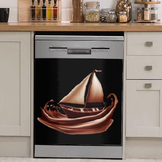 Sailing Sailing Ship on Chocolate Sea Dish Washer Covers
