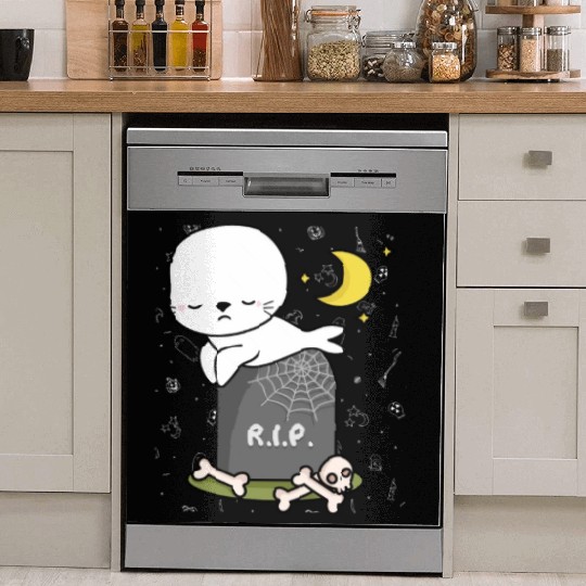 Boo Cute Seal Halloween design trick or treat RIP Dish Washer Covers