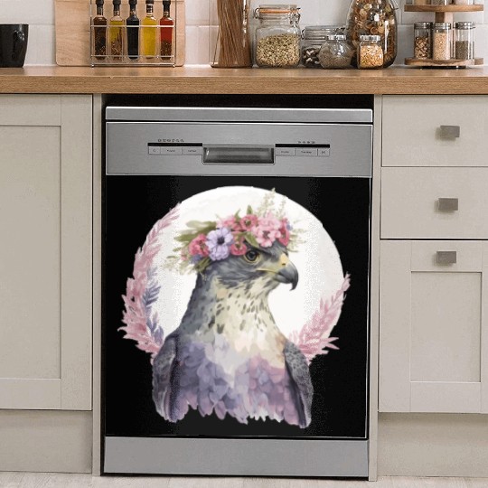 Falcon Birds Of Prey Flower Crown Floral Bird Watc Dish Washer Covers