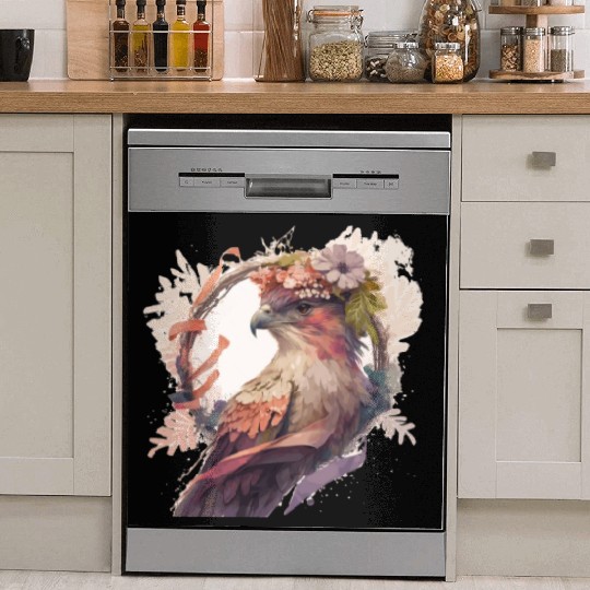 Birds Of Prey Kite Bird Flower Crown Floral Dish Washer Covers