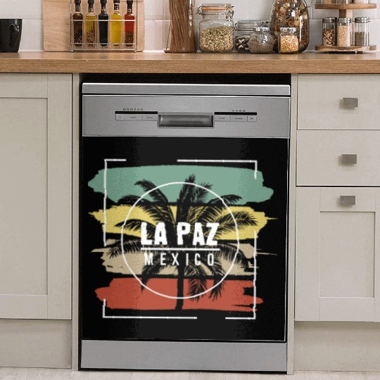 La Paz Mexico Artistic Palm Tree Retro Dish Washer Covers