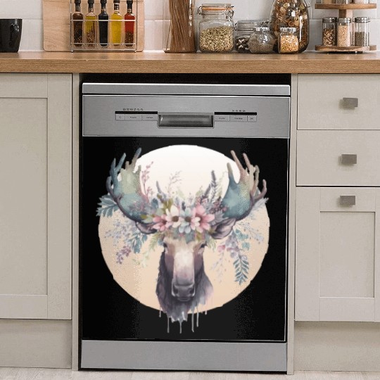 Cute Moose Flower Crown Animal Lovers Dish Washer Covers