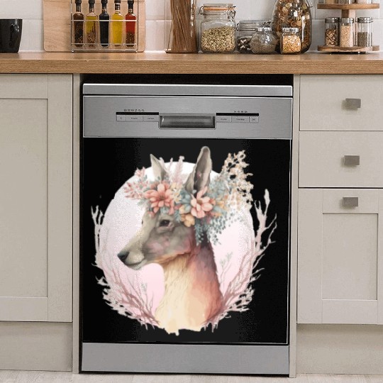 Watercolor Kangaroo Flower Crown Australian Animal Dish Washer Covers