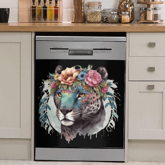 Cute Jaguar Flower Crown Africa Safari Animal Love Dish Washer Covers