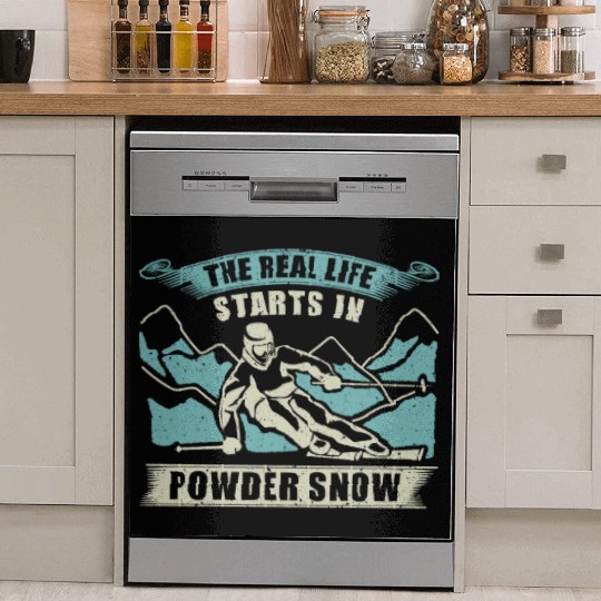 Skiing The Real Life Starts Dish Washer Covers