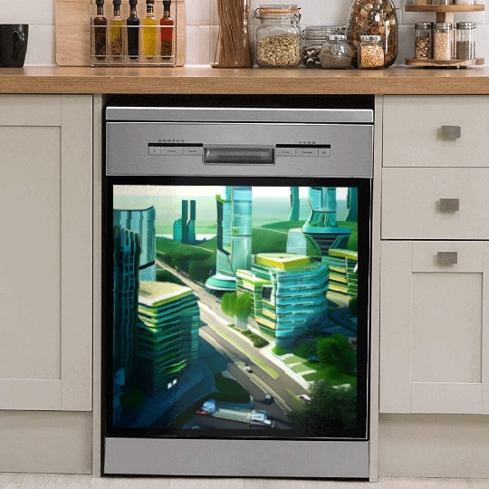 Green Horizon: A Vision of Sustainable Cityscape Dish Washer Covers