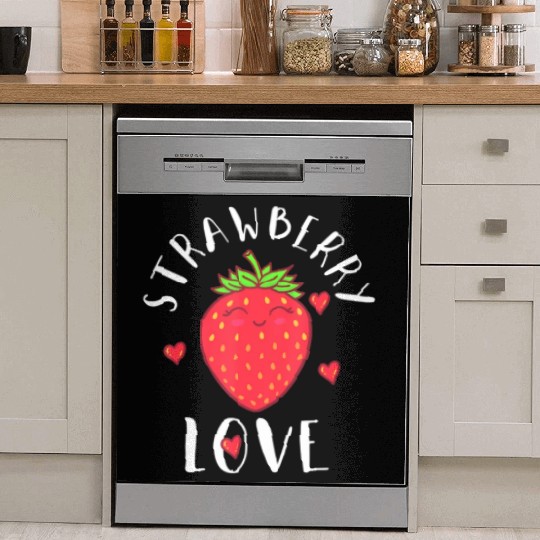 Strawberry Love Lover Fruit Smiling Farmer Greengr Dish Washer Covers