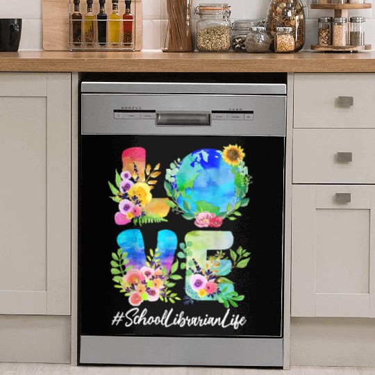 School Librarian Love World Earth Day Save The Pla Dish Washer Covers