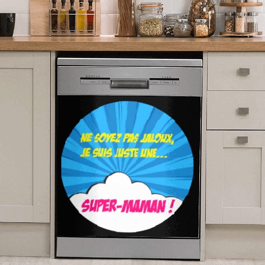Super-mom super-hero. Best mom Mother's day Comics Dish Washer Covers
