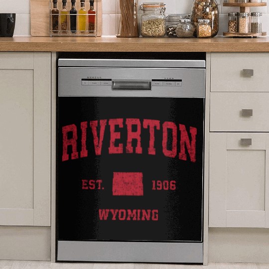 Riverton Wyoming Wy Sports Red Print Dish Washer Covers