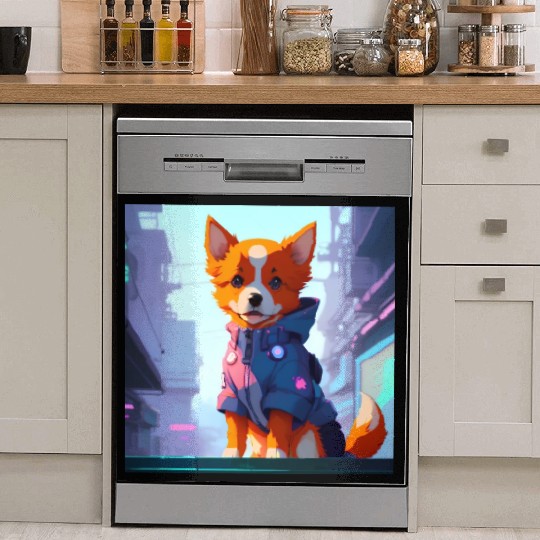 Cute Cyberpunk Dog Dish Washer Covers