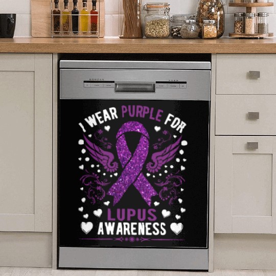 I Wear Purple For Lupus Awareness Month Men Women Dish Washer Covers