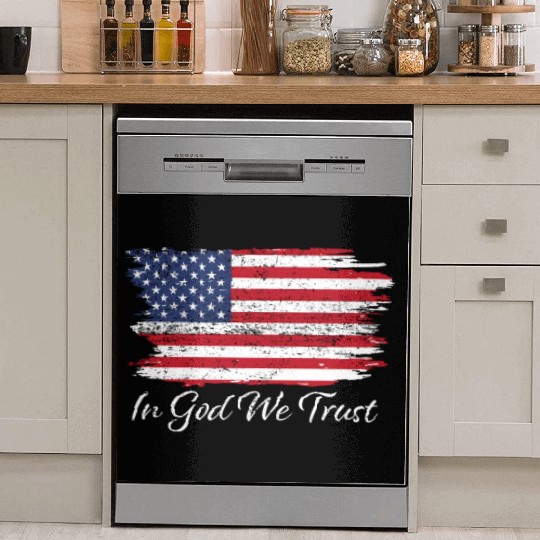 In God We Trust Us Flag Patriotic Dish Washer Covers