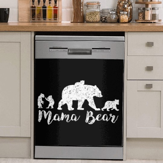 Mama Bear With Little Cubs Dish Washer Covers