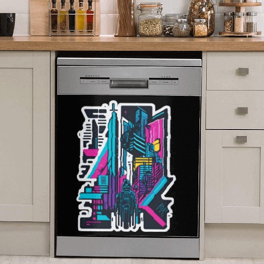 Cyberpunk Cityspace Dish Washer Covers