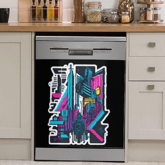 Cyberpunk Cityspace Dish Washer Covers
