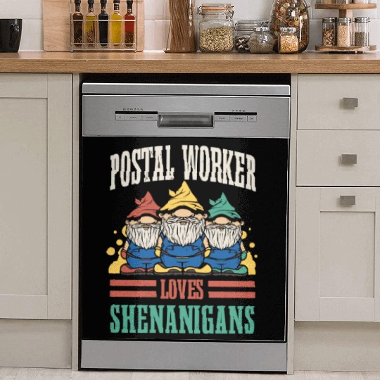 Postal Worker Loves Shenanigans St. Patrick's Day Dish Washer Covers