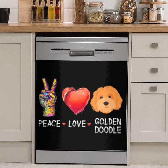 peace love Goldendoodle for doodle dog Dish Washer Covers