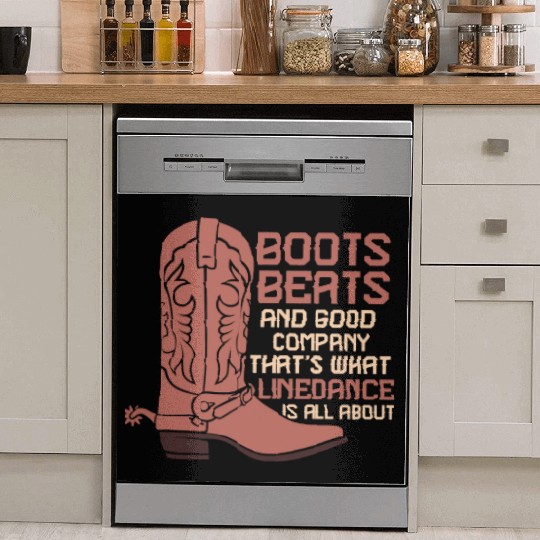 Line Dance Boots Beats Good Company Country Music Dish Washer Covers