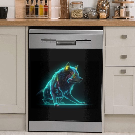 Neon Moon Wolf Dish Washer Covers