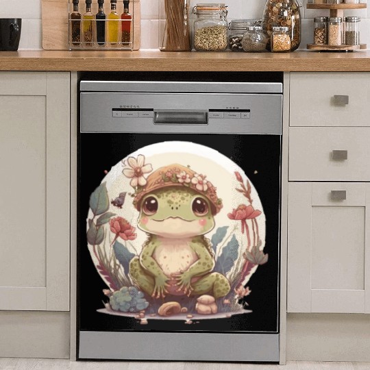 Cute Cottagecore Baby Frog Toad Frog Lovers Dish Washer Covers