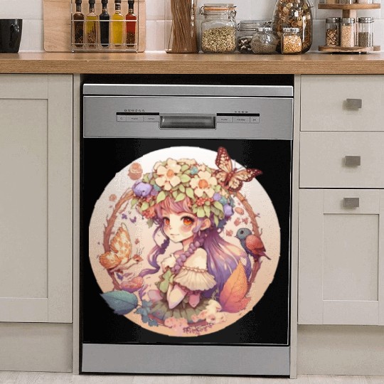 Cottagecore Fairy Girl Fantasy Goblincore Forest F Dish Washer Covers