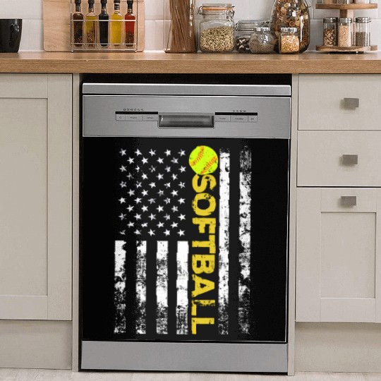 American Flag Softball Team Dish Washer Covers
