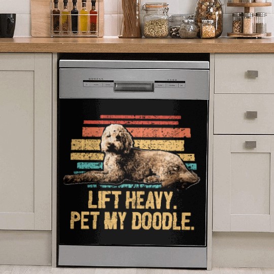 Pet My Doodle Retro Goldendoodle Dog Dad Doodle Dish Washer Covers
