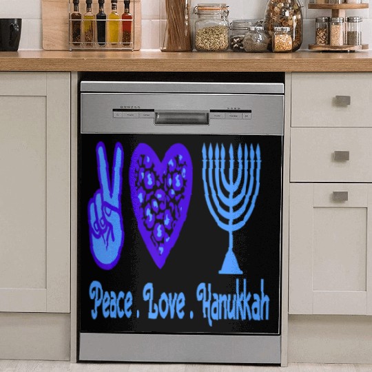 Peace Love Hanukkah 2021 Jewish Menorah Hanukkah C Dish Washer Covers