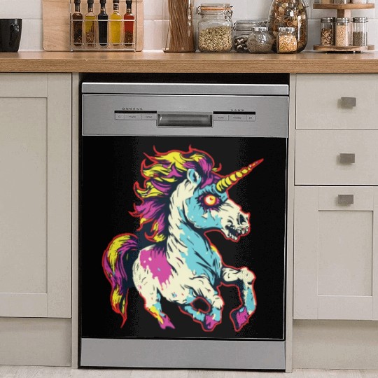 Horror Scary Zombie Unicorn Vintage Dish Washer Covers