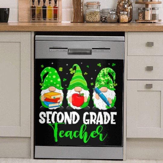 Gnomes 2Nd Grade Teacher Squad St Patric Day Dish Washer Covers