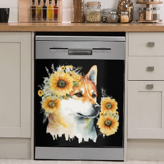 Cute Shiba Inu Sunflower Dog Breed Pet Puppy Dish Washer Covers