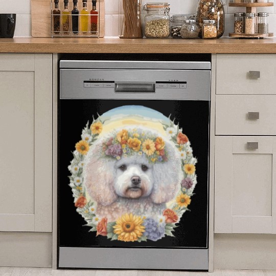 Cute Bichon Frise Sunflower Dog Breed Pet Puppy Dish Washer Covers