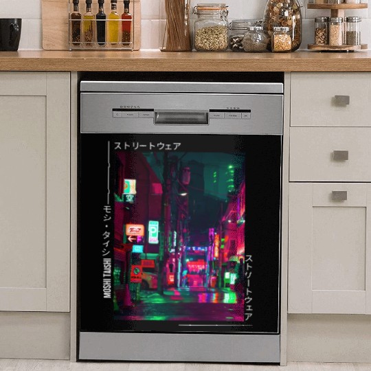 Japanese Cyberpunk Tokyo Streetwear Aesthetic Dish Washer Covers