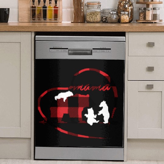 Mama Bear 3 Cubs Red Buffalo Plaid Heart For Mom Dish Washer Covers