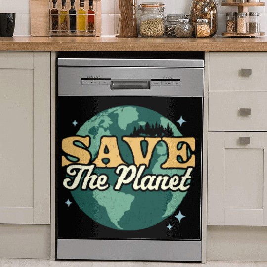 Save The Planet Environmental Retro Vintage Earth Dish Washer Covers